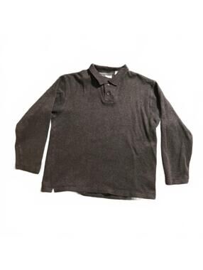 AXIST Men's XL Dark Gray Long Sleeve Polo Sweater Shirt 100% Cotton